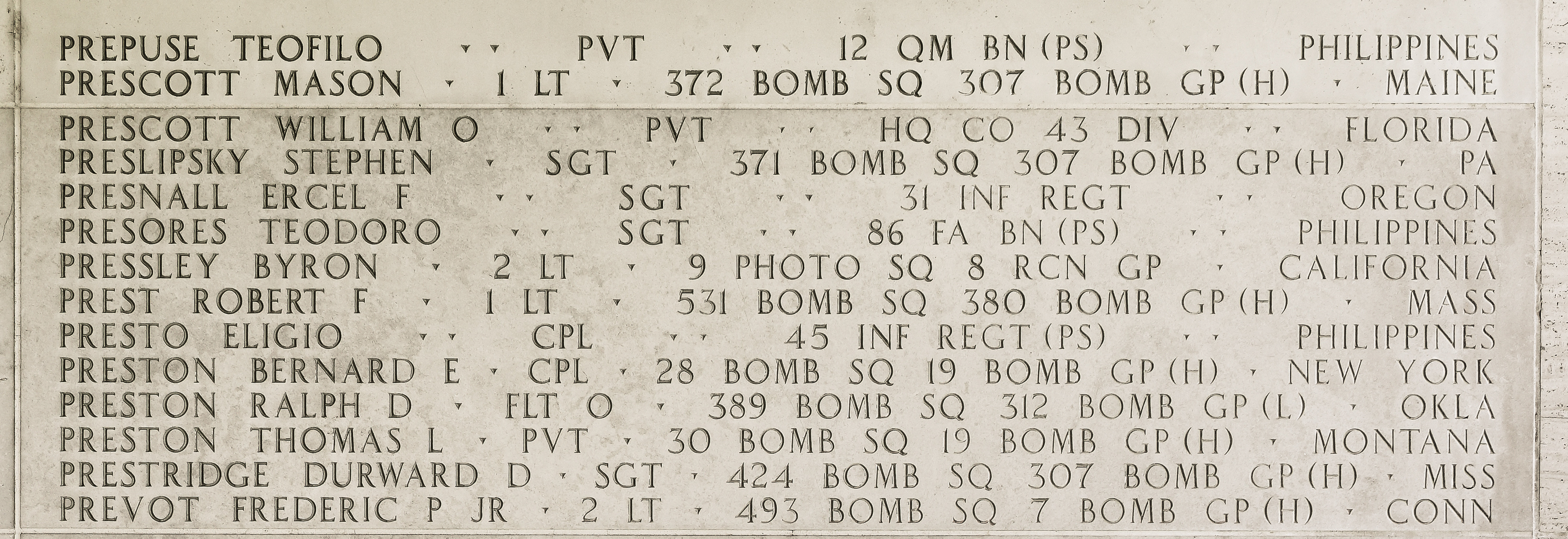 Robert F. Prest, First Lieutenant